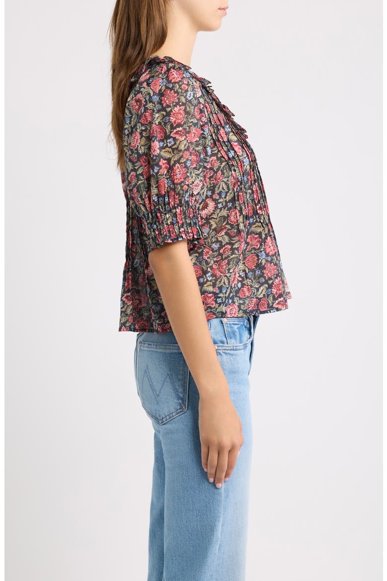 Camri Ruffle Collar Top, Alternate, color, CHILTON FLORAL BLOCK