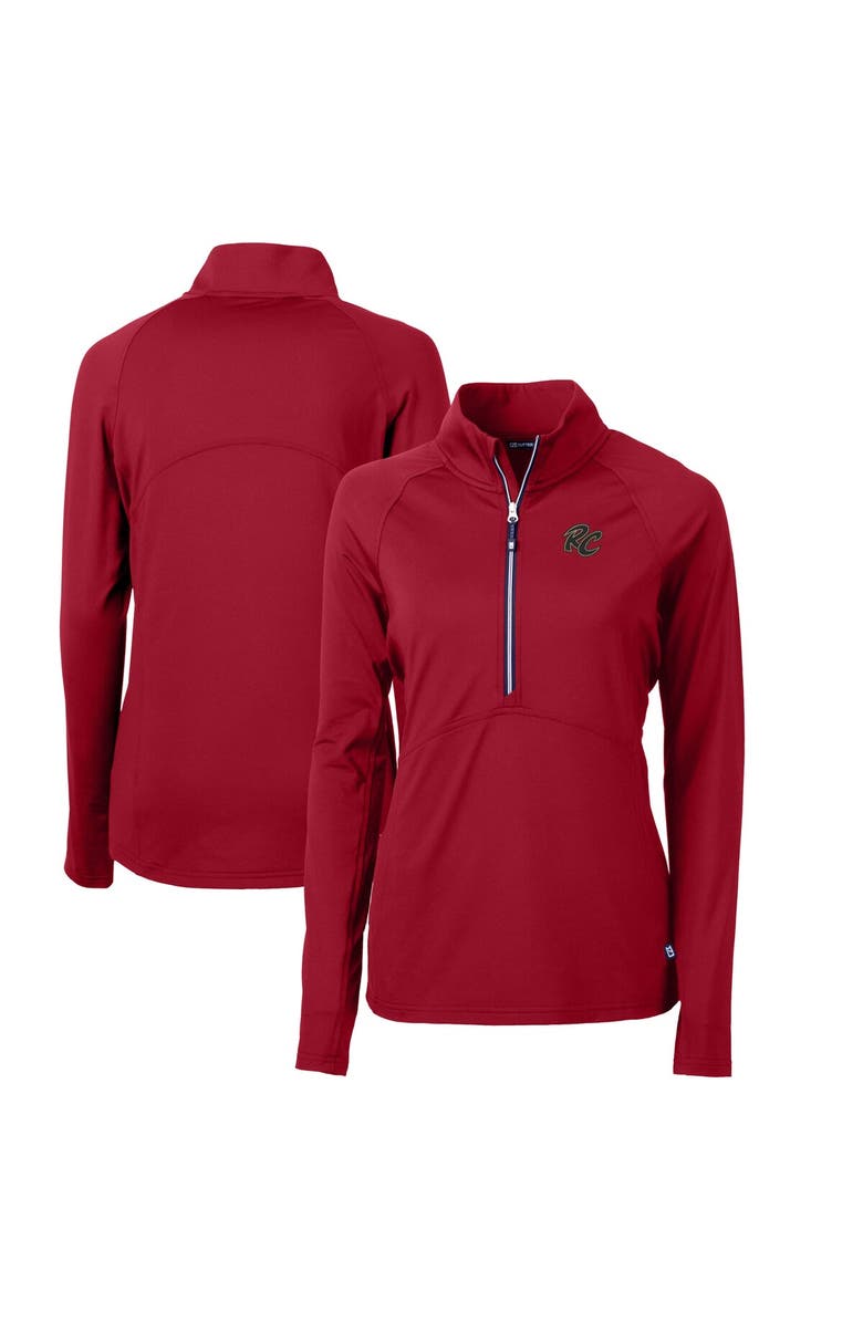 Cutter & Buck Women's Cutter & Buck Red Sacramento River Cats Adapt Eco Knit Stretch Recycled Half-Zip Top, Main, color,