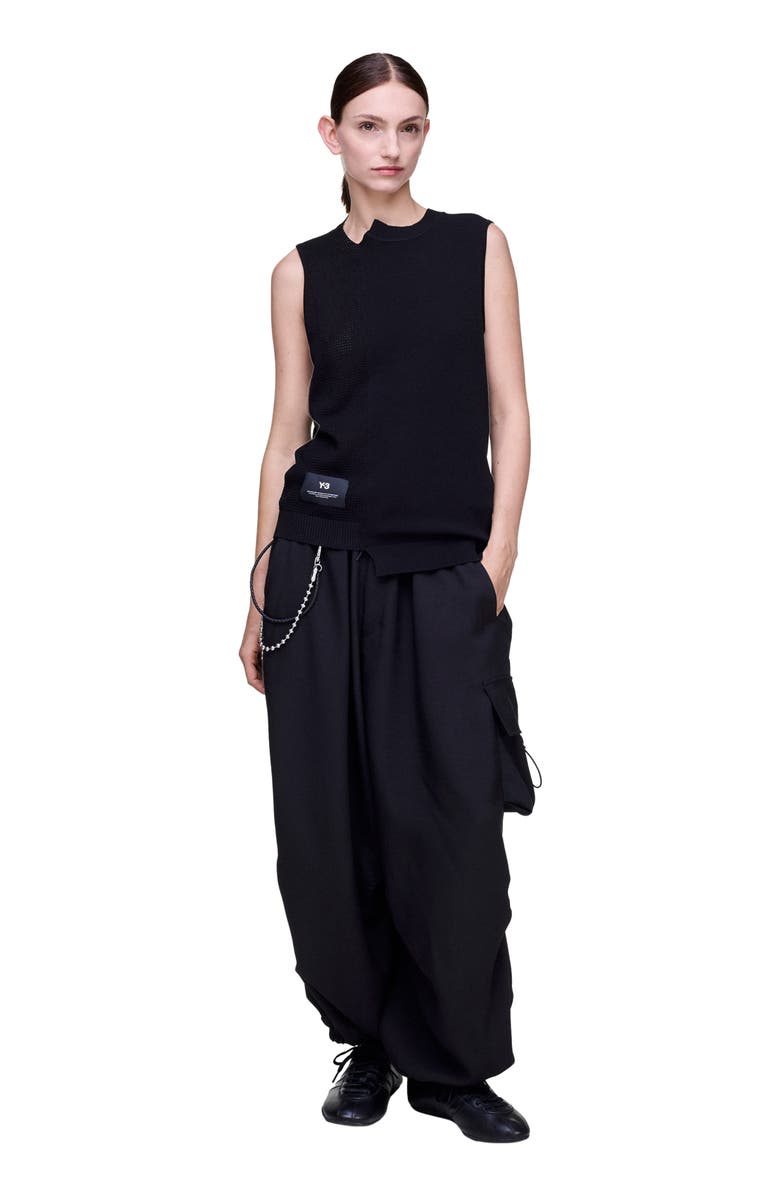 Y-3 GFX 3-Stripes Decconstructed Sweater Vest, Alternate, color, Black