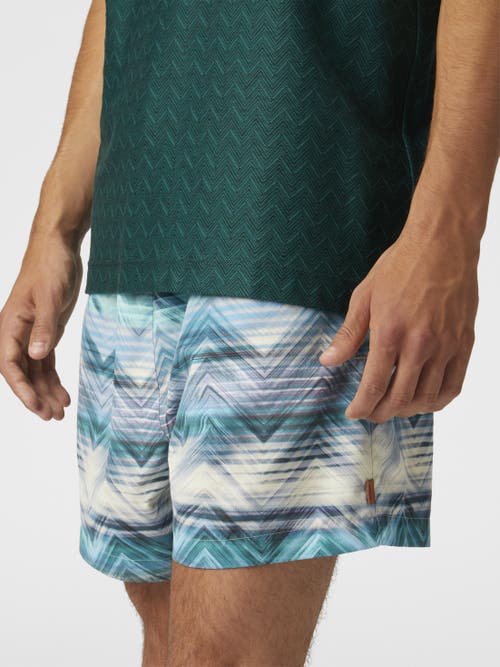 Missoni Swim Shorts With Macro Zig Zag Dégradé Print In Blue