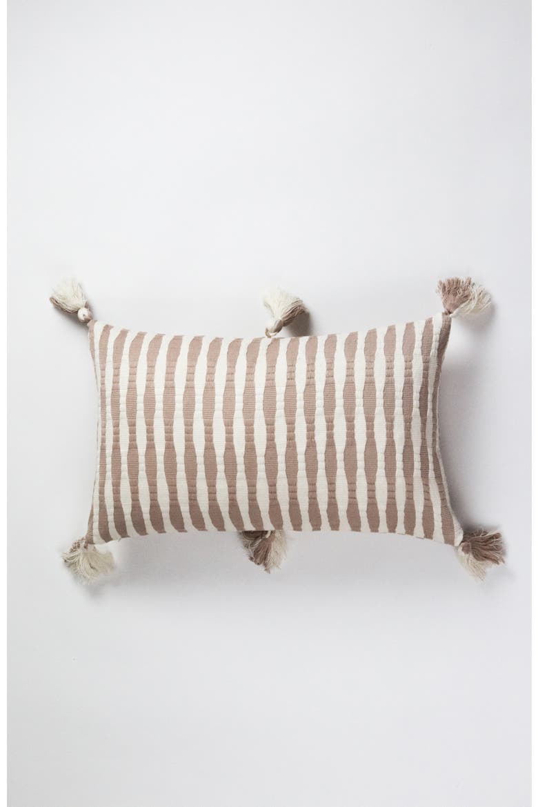 Antigua Classic Striped Handwoven Cotton Throw Pillow, Alternate, color, Tan