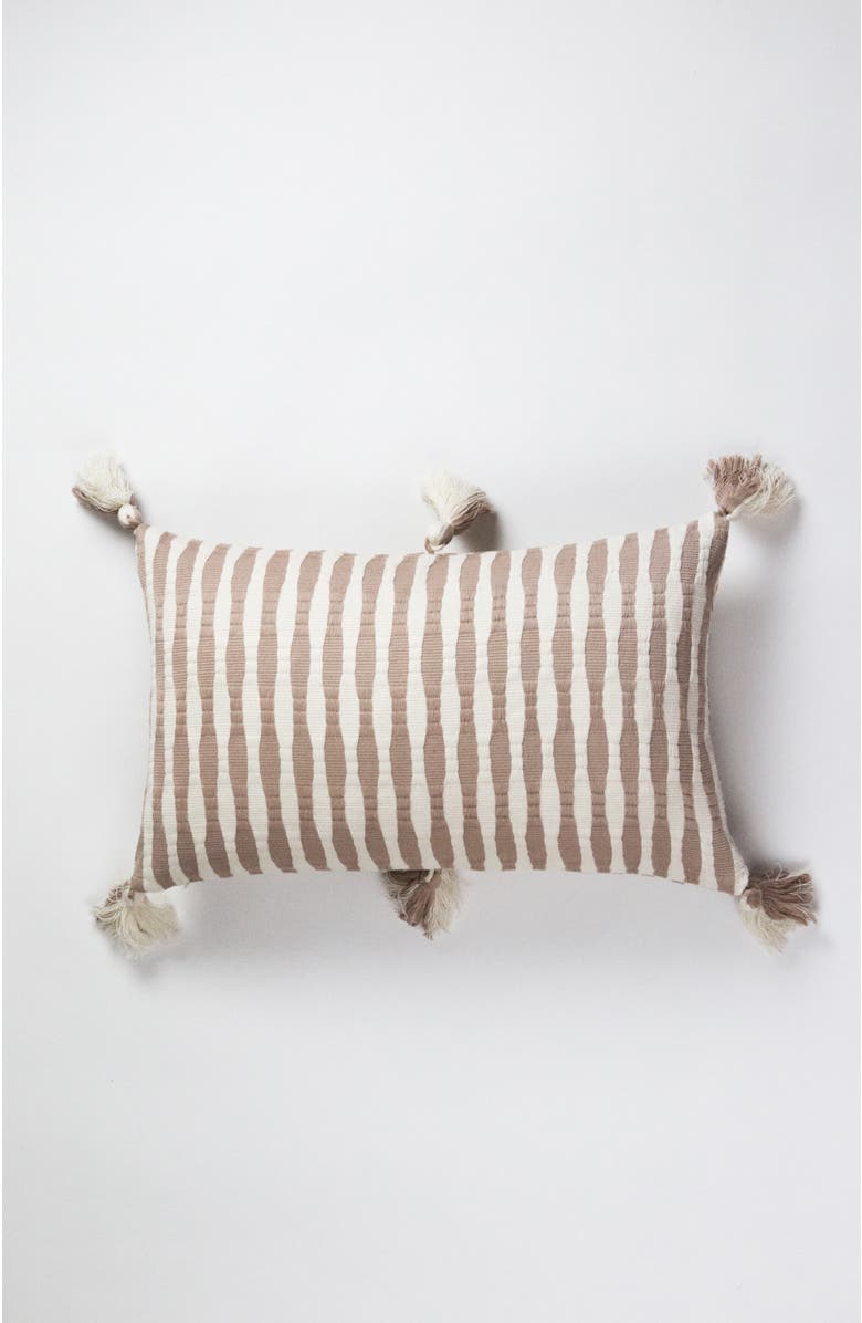 Archive New York Antigua Classic Striped Handwoven Cotton Throw Pillow, Alternate, color, Tan