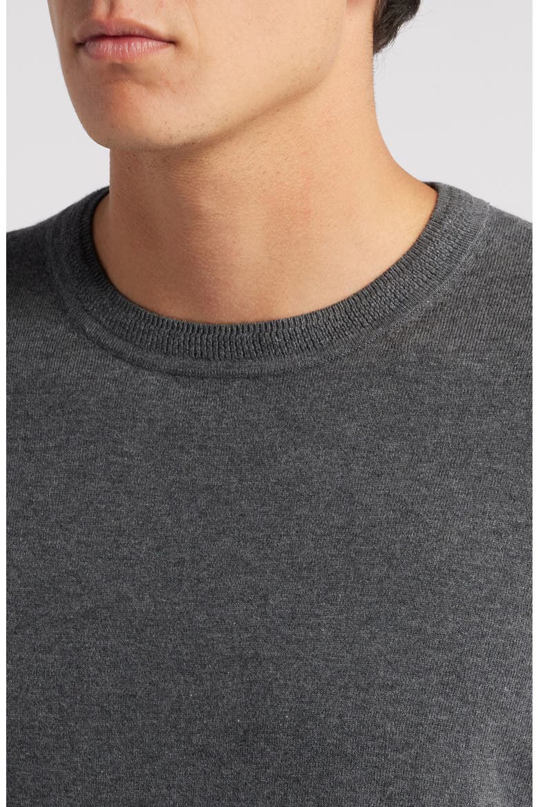 Cotton & Silk Crewneck Sweater, Alternate, color, GREY MAGNET HEATHER