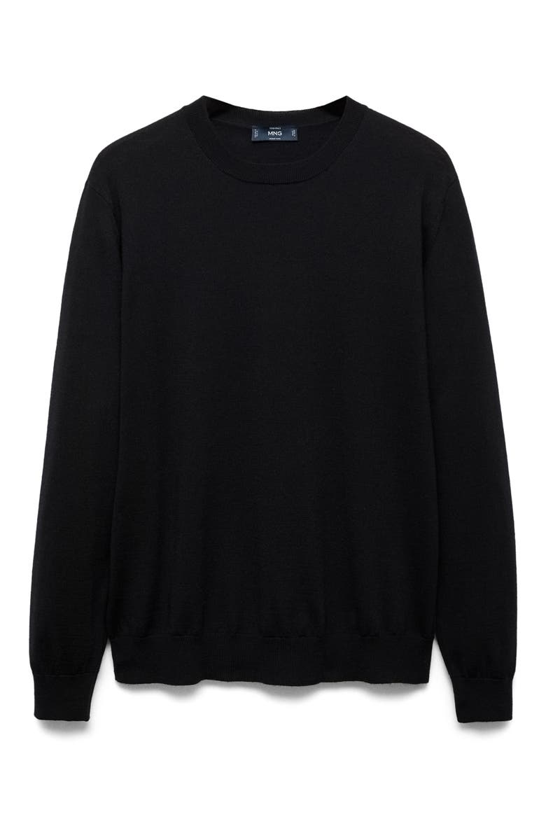 Crewneck Wool Sweater, Main, color, BLACK