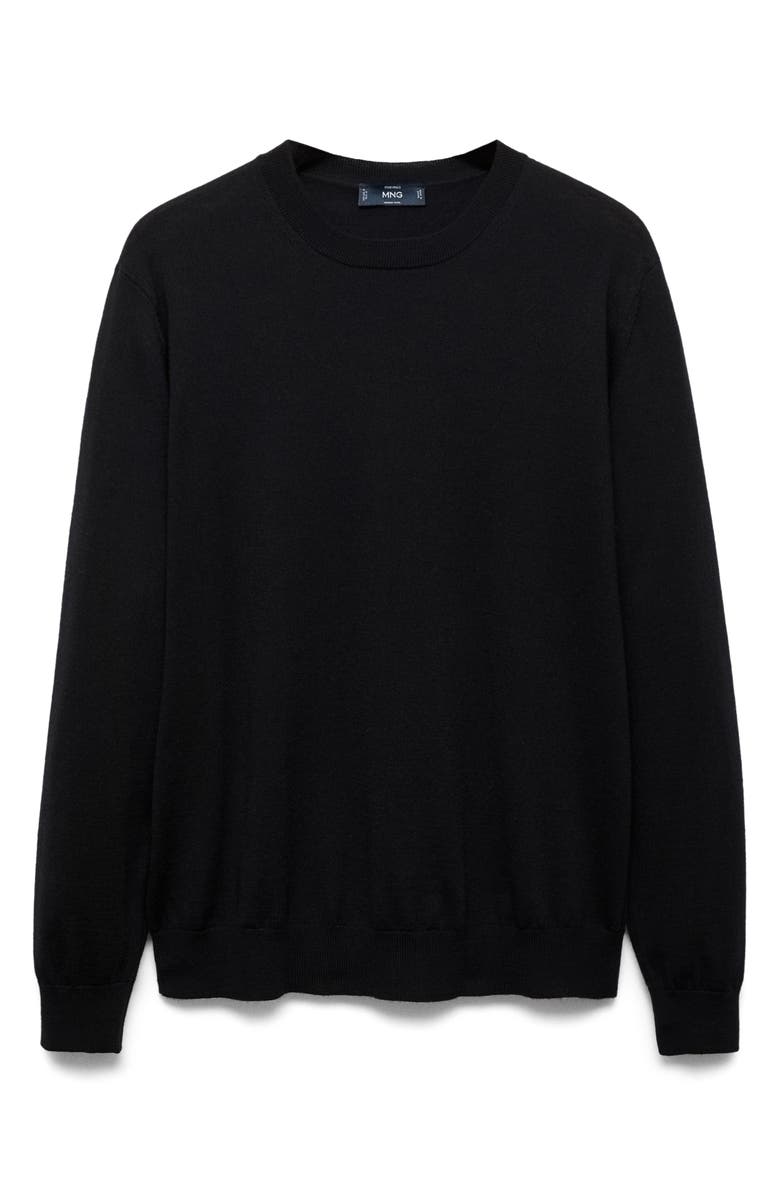 MANGO Crewneck Wool Sweater, Main, color, Black