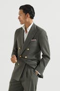 Brunello Cucinelli Virgin wool canvas one-and-a-half breasted deconstructed blazer with metal buttons