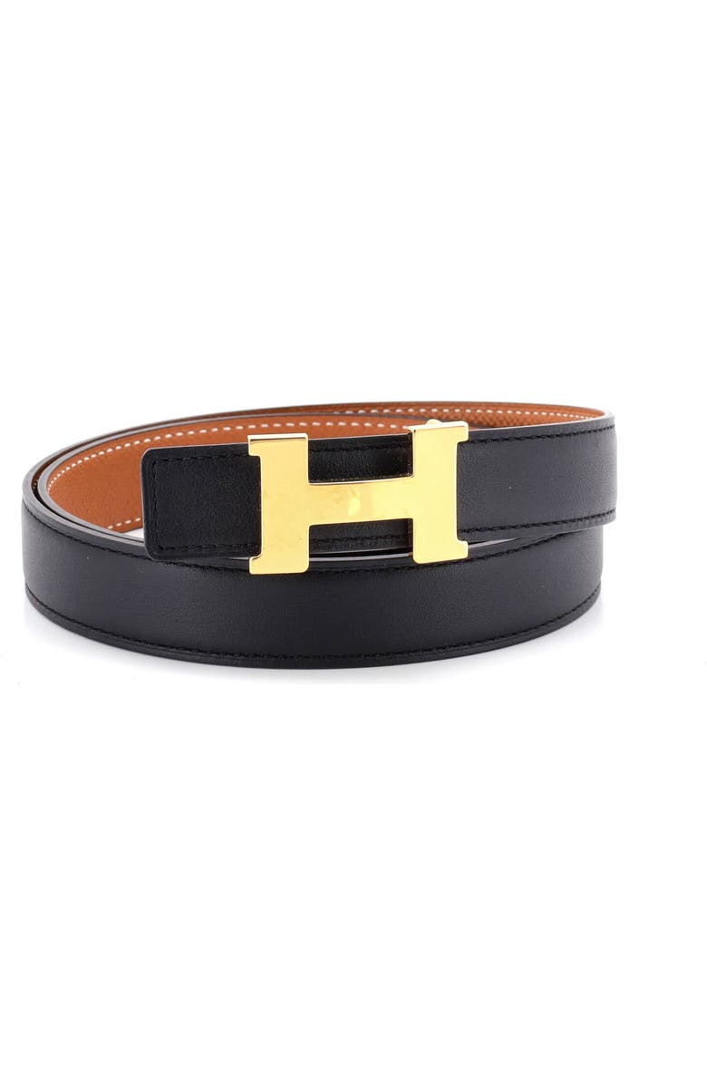 Pre-Owned Hermes Constance Reversible Belt Leather Thin, Main, color, Black