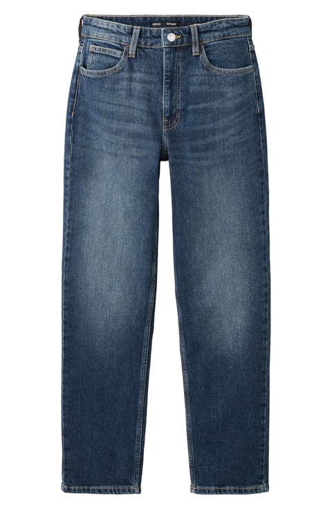 High Waist Ankle Mom Jeans