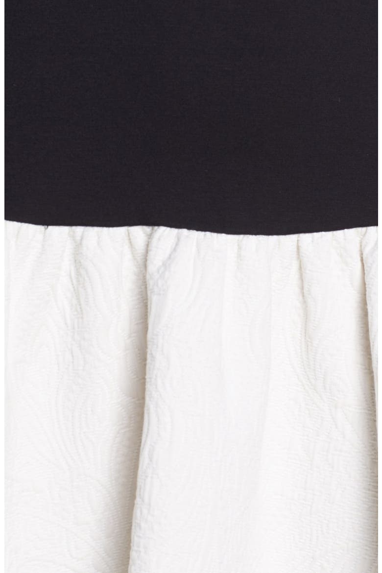Drop Waist Ponte & Jacquard Dress, Alternate, color, BLACK/ WHITE