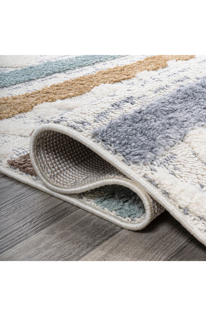 JONATHAN Y Faiza Moroccan Striped Geometric High-Low Area Rug, Alternate, color, Multi/Cream