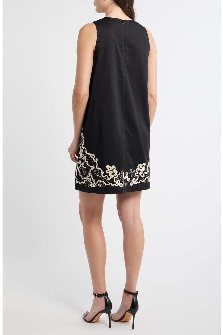 Sleeveless Embroidered Hem Cotton Dress, Alternate, color, BLACK