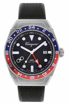 FERRAGAMO SLX GMT Silicone Strap Watch, 43mm
