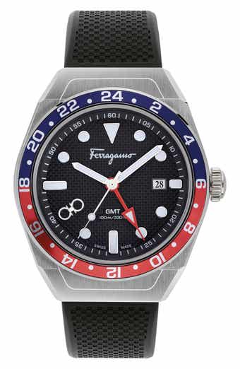 FERRAGAMO SLX GMT Silicone Strap Watch, 43mm