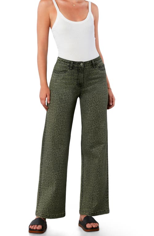 Wash Lab Denim Animal Print Straight Leg Jeans In Green