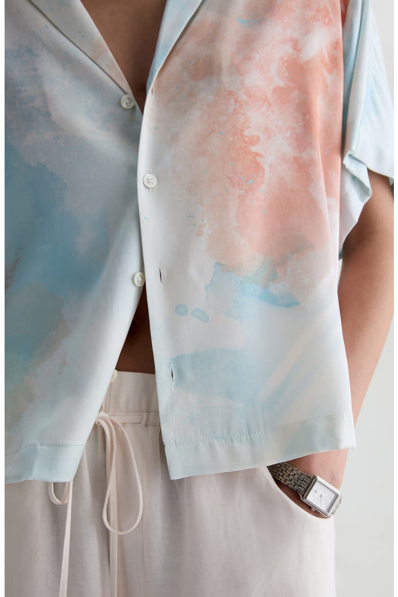 Long Beach Stretch Silk Camp Shirt, Alternate, color, SUNSET SIPS