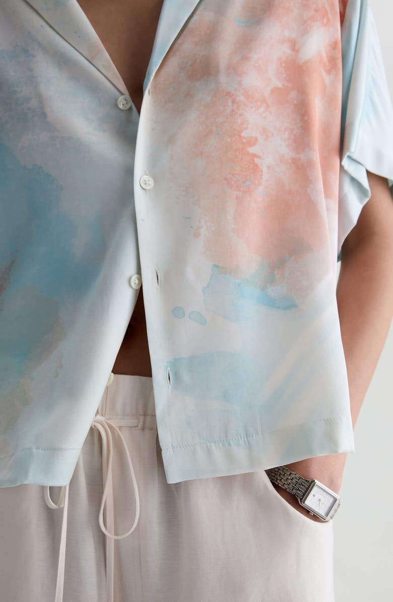 AG Long Beach Stretch Silk Camp Shirt, Alternate, color, Sunset Sips