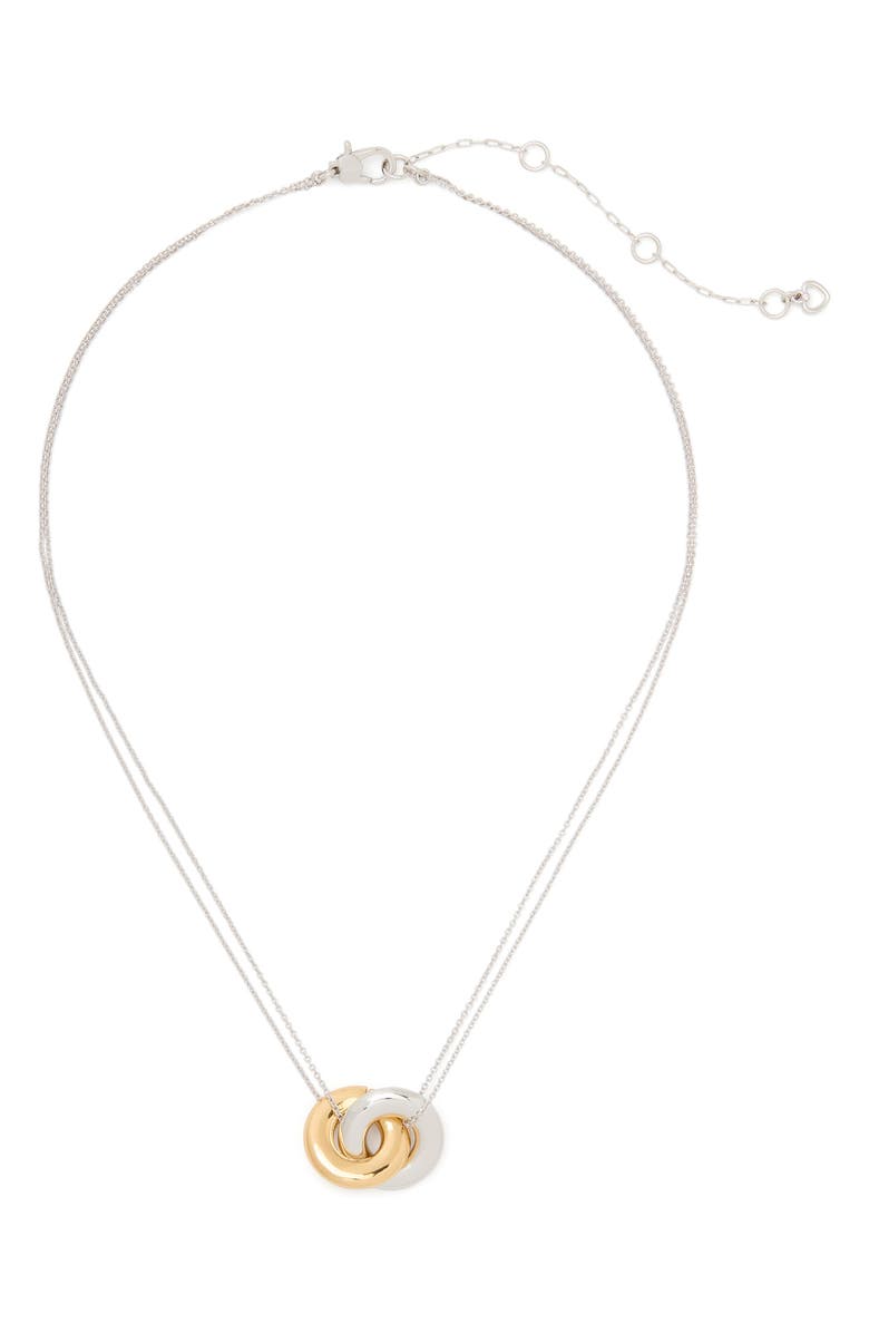 Kate Spade New York interlock pendant necklace, Alternate, color, Silver Gold