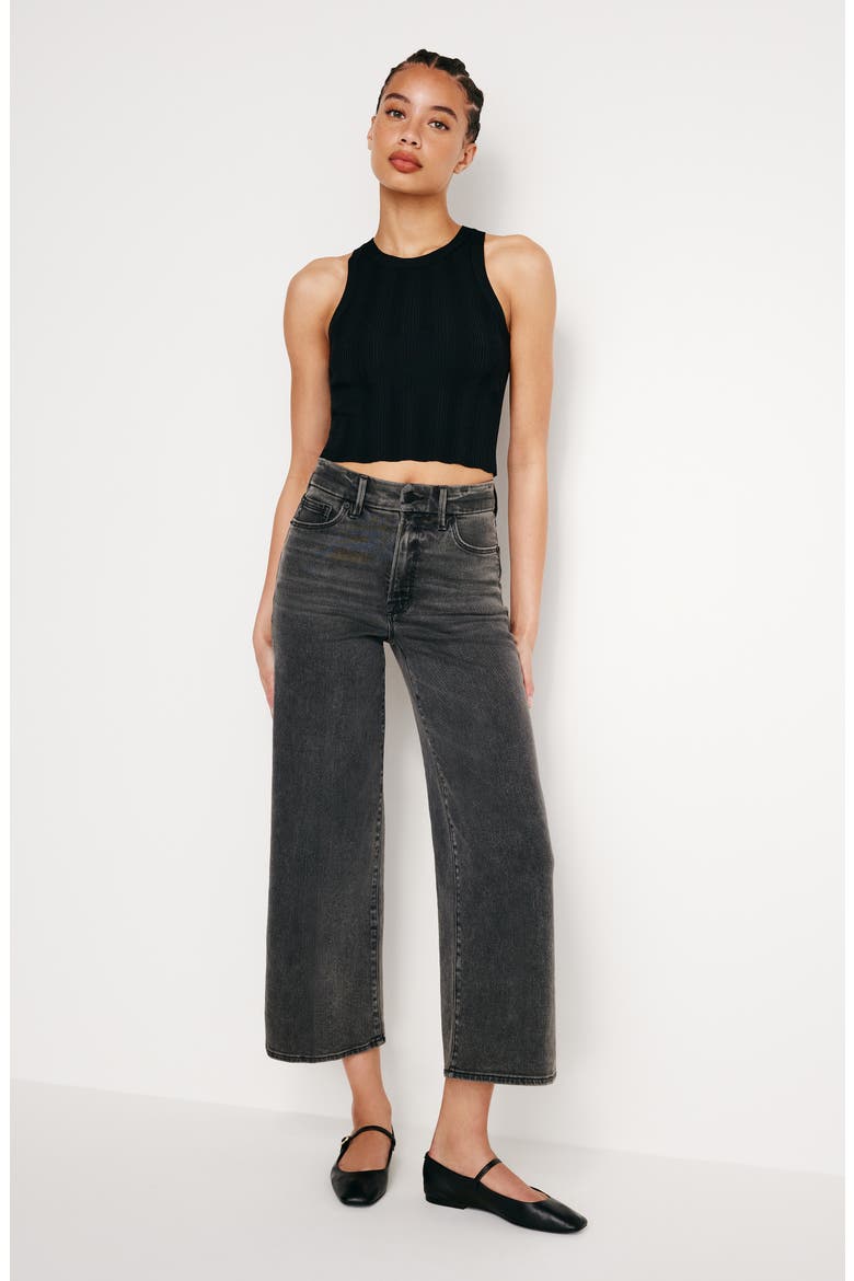 Good Waist Crop Palazzo Jeans, Alternate, color, BLACK329