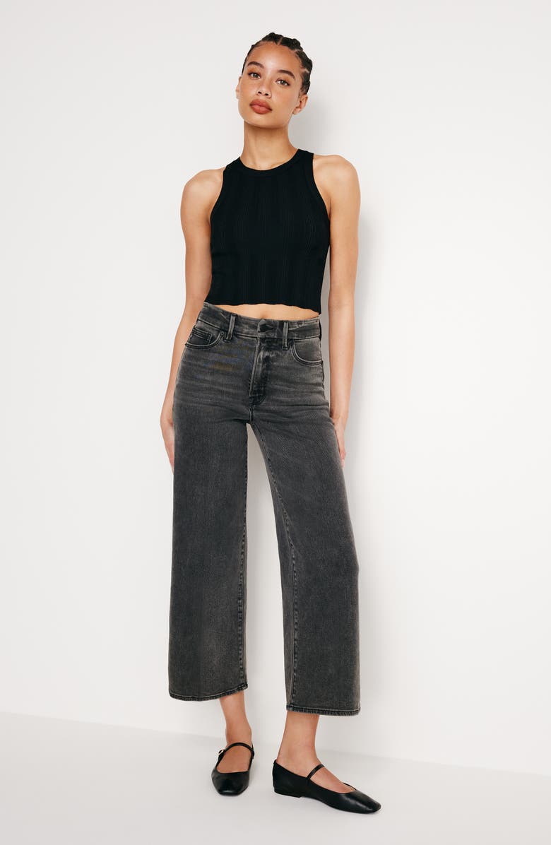 Good American Good Waist Crop Palazzo Jeans, Alternate, color, 