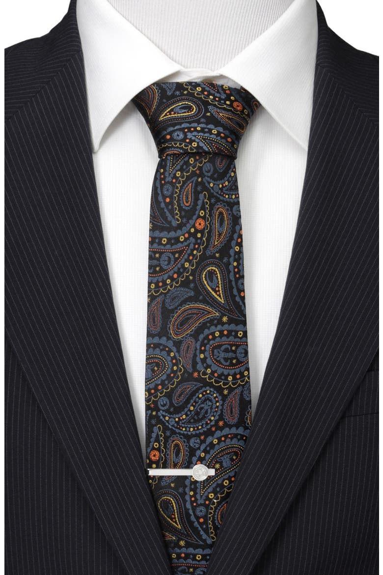 Star Wars™ Mandalorian Black Paisley Silk Tie, Alternate, color, MULTI