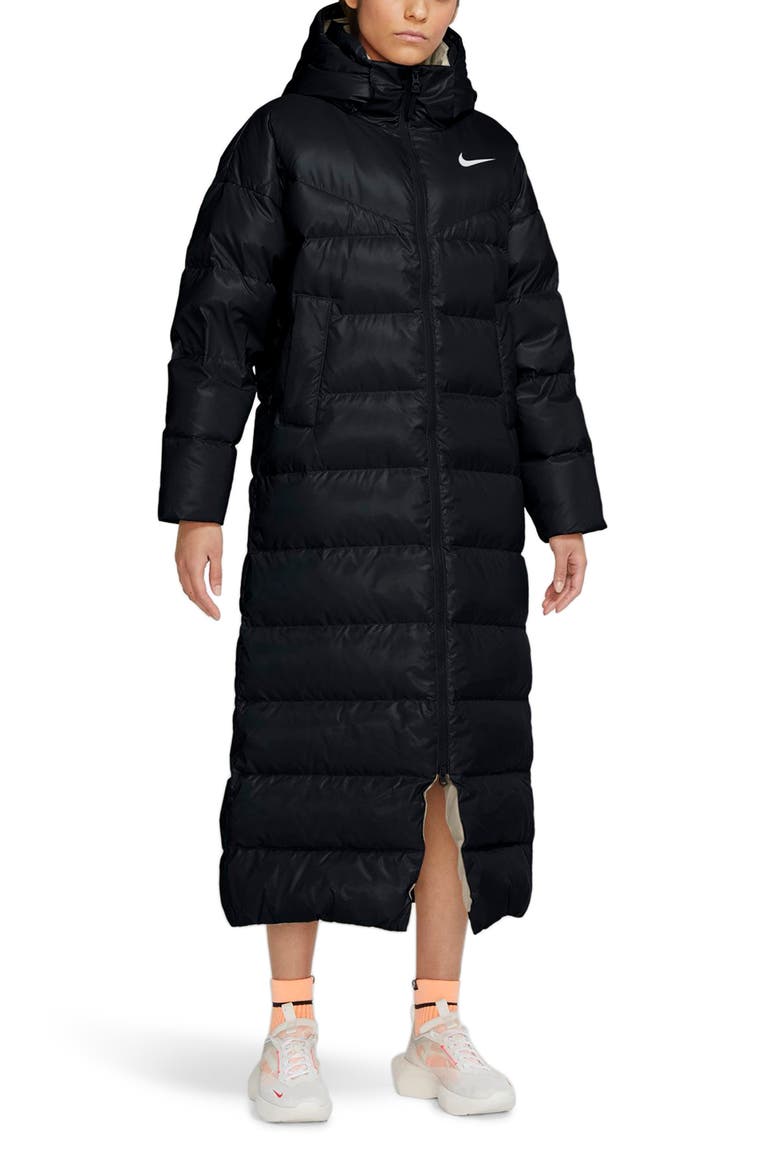 Sportswear Water-Repellent Down Parka, Main, color, BLACK/ MYSTIC STONE/ WHITE