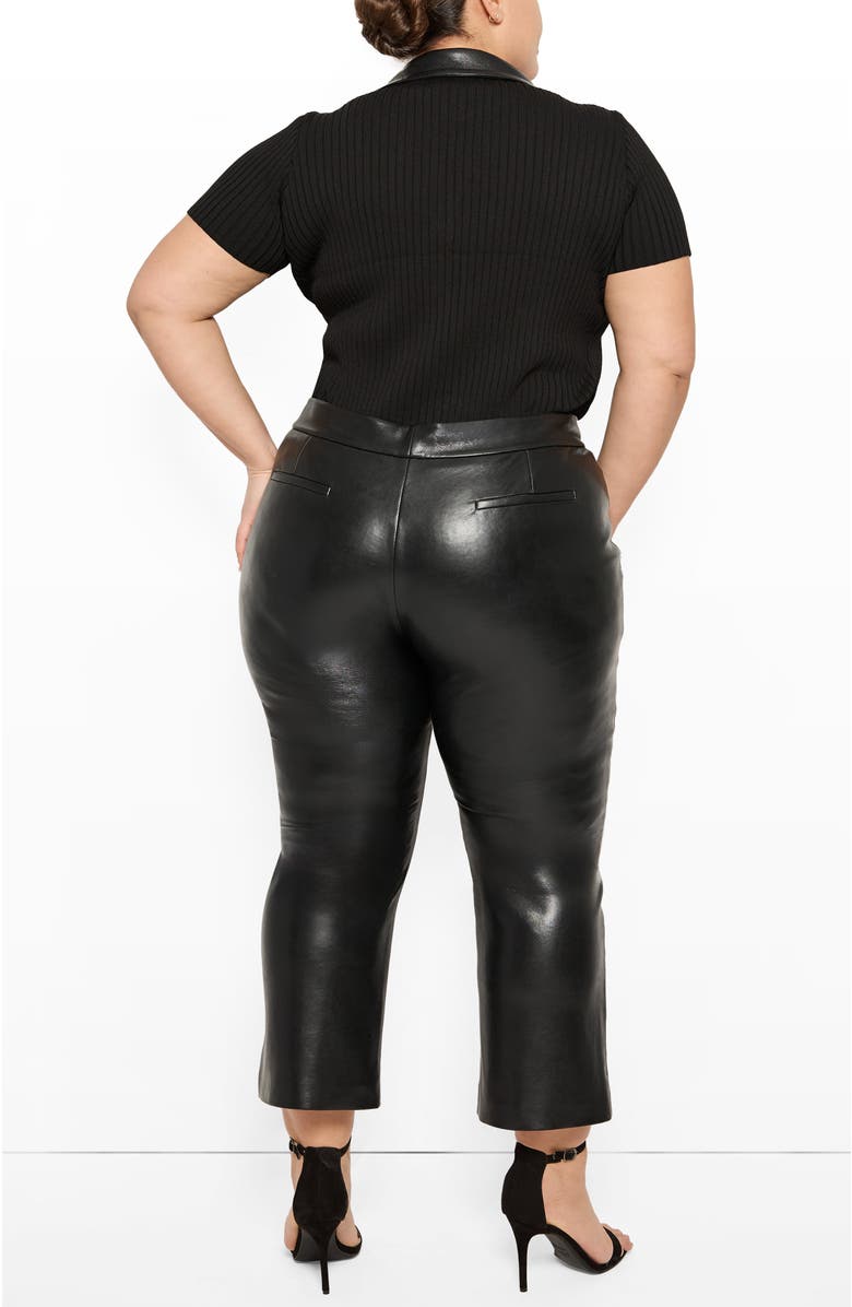AS by DF Rowan Leather Cropped Flare Pants, Alternate, color, Black
