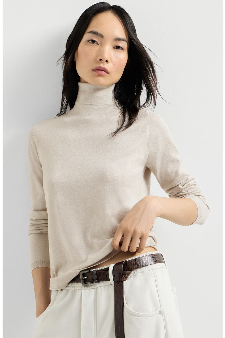 Cashmere and silk Sparkling sweater, Alternate, color, Pearl Grey