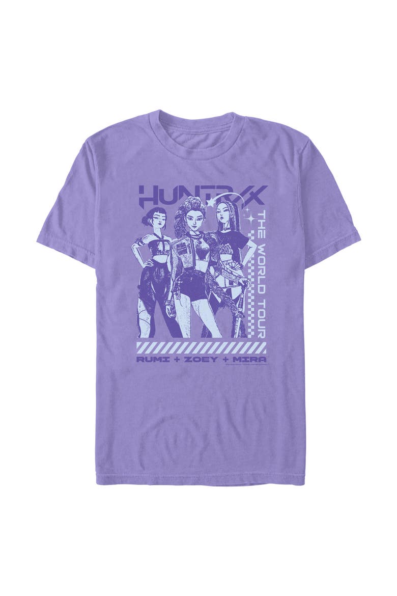 Men's KPop Demon Hunters Rumi Zoey Mira Tour  Graphic T-Shirt, Main, color, Violet