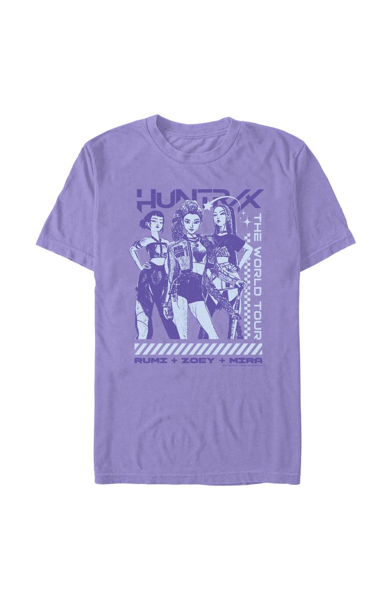 KPop Demon Hunters Men's KPop Demon Hunters Rumi Zoey Mira Tour  Graphic T-Shirt, Main, color, Violet