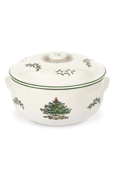 Christmas Tree Round Covered Baking Dish
