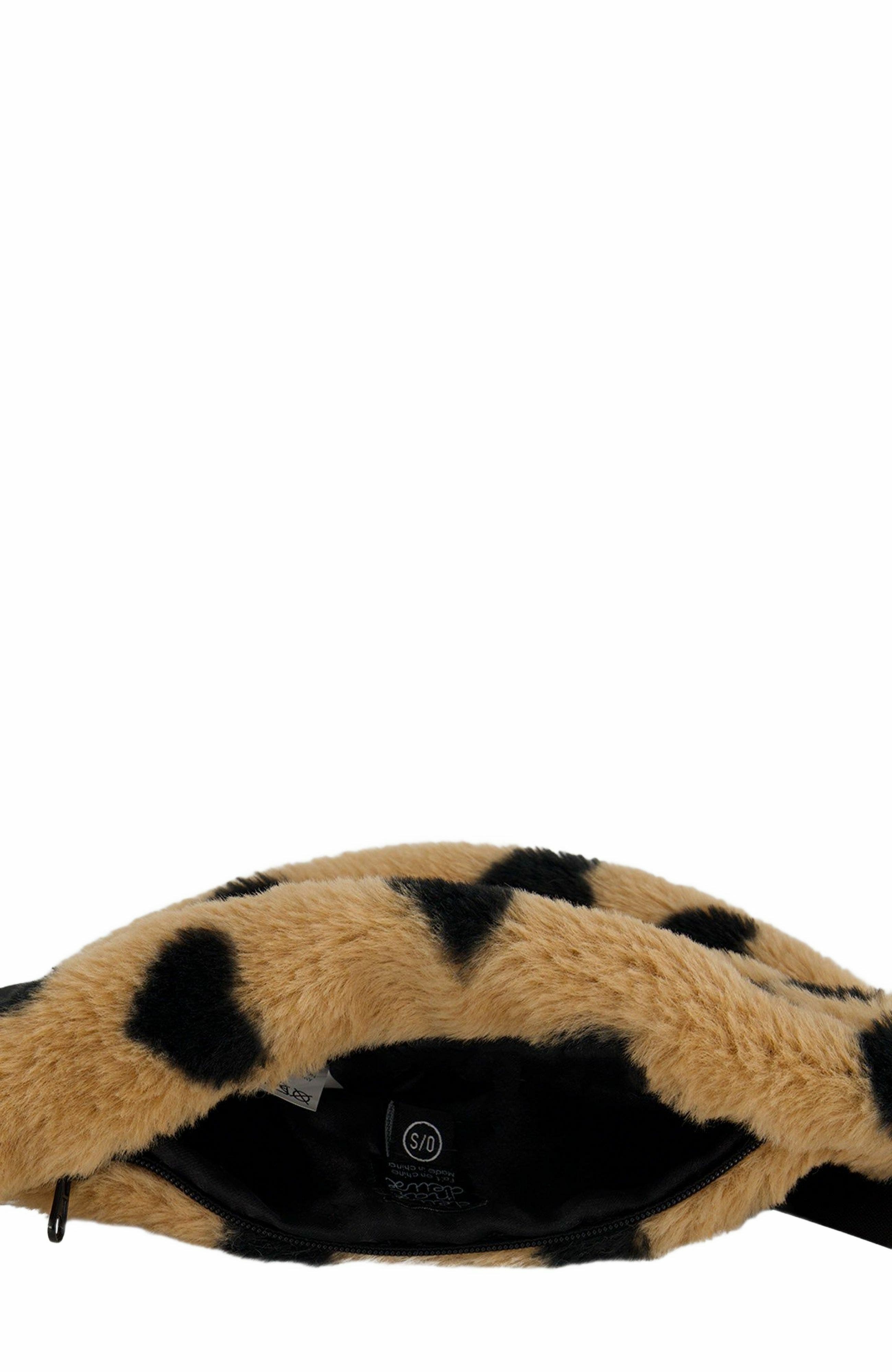 Deux par Deux Girl's Faux Fur Fanny Bag Caramel Printed Heart, Alternate, color, 