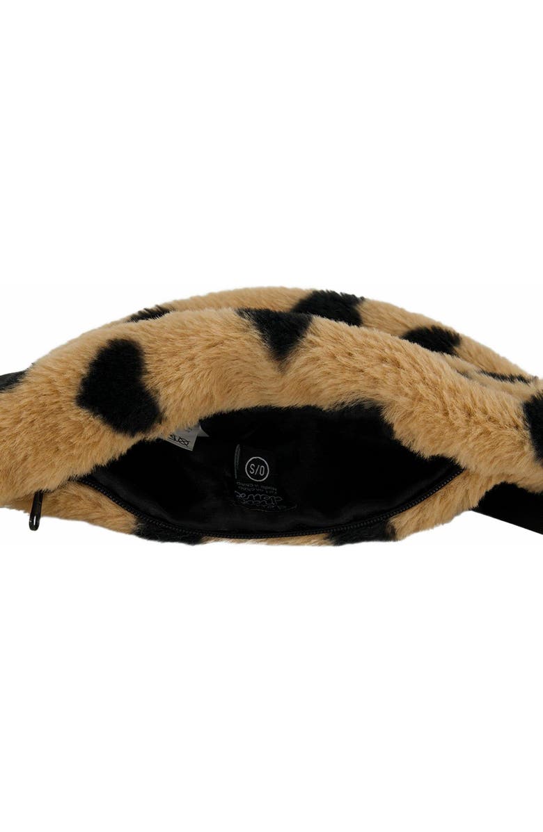 Deux par Deux Girl's Faux Fur Fanny Bag Caramel Printed Heart, Alternate, color,