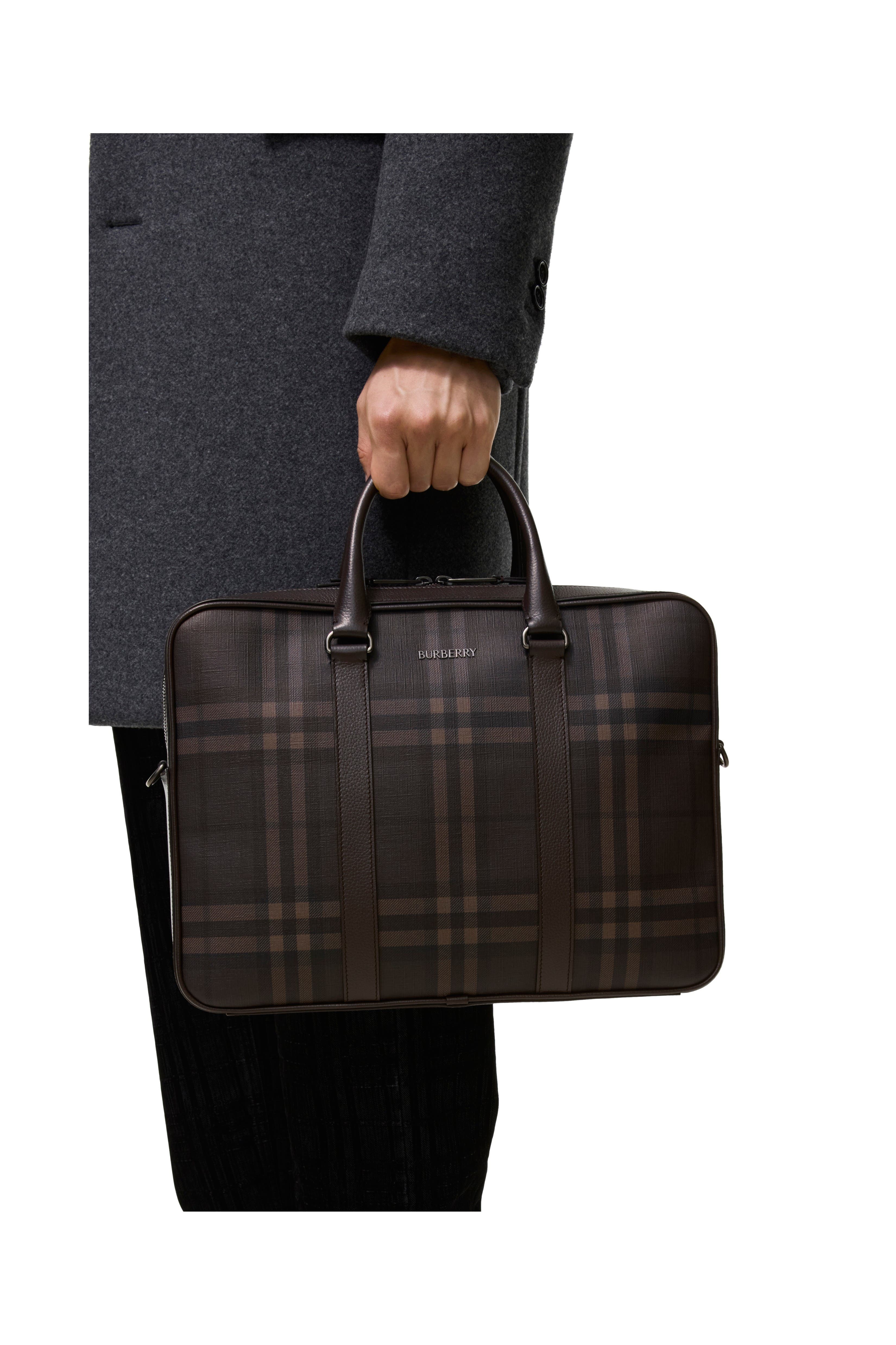 City Check Briefcase, Alternate, color, Dark brown