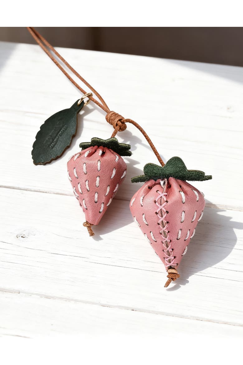 Strawberry Genuine Leather Artisan Charm, Alternate, color, Blush