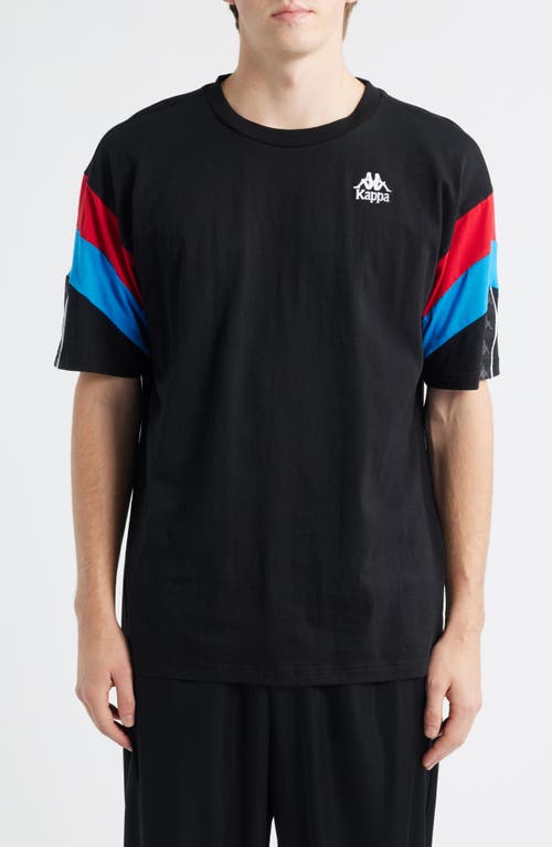 KAPPA 222 Banda Otto Colorblock T-Shirt in Black - Red Racing - Blue Sea  product