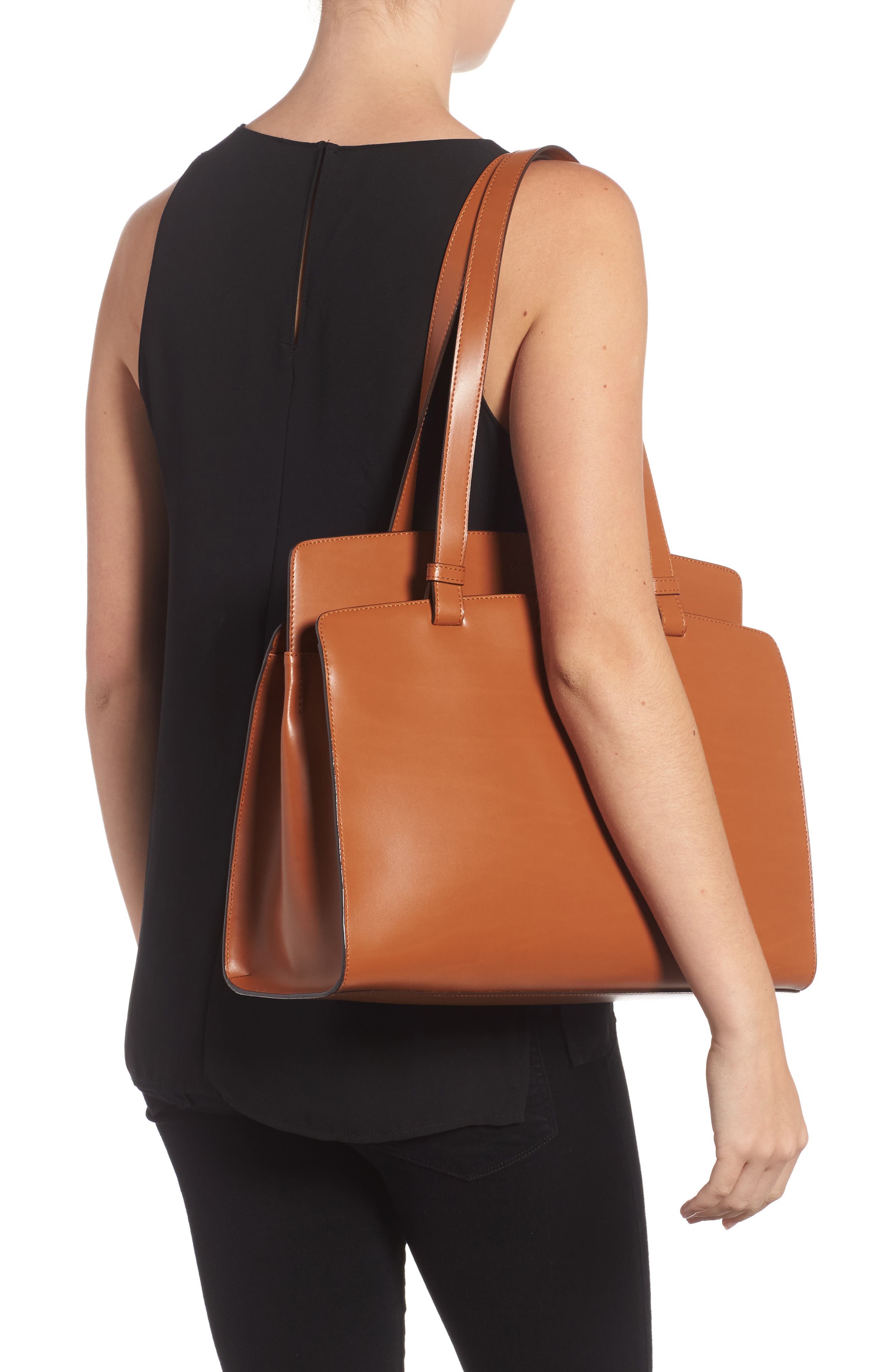 Audrey Under Lock & Key - Jana RFID Leather Tote, Alternate, color, TOFFEE
