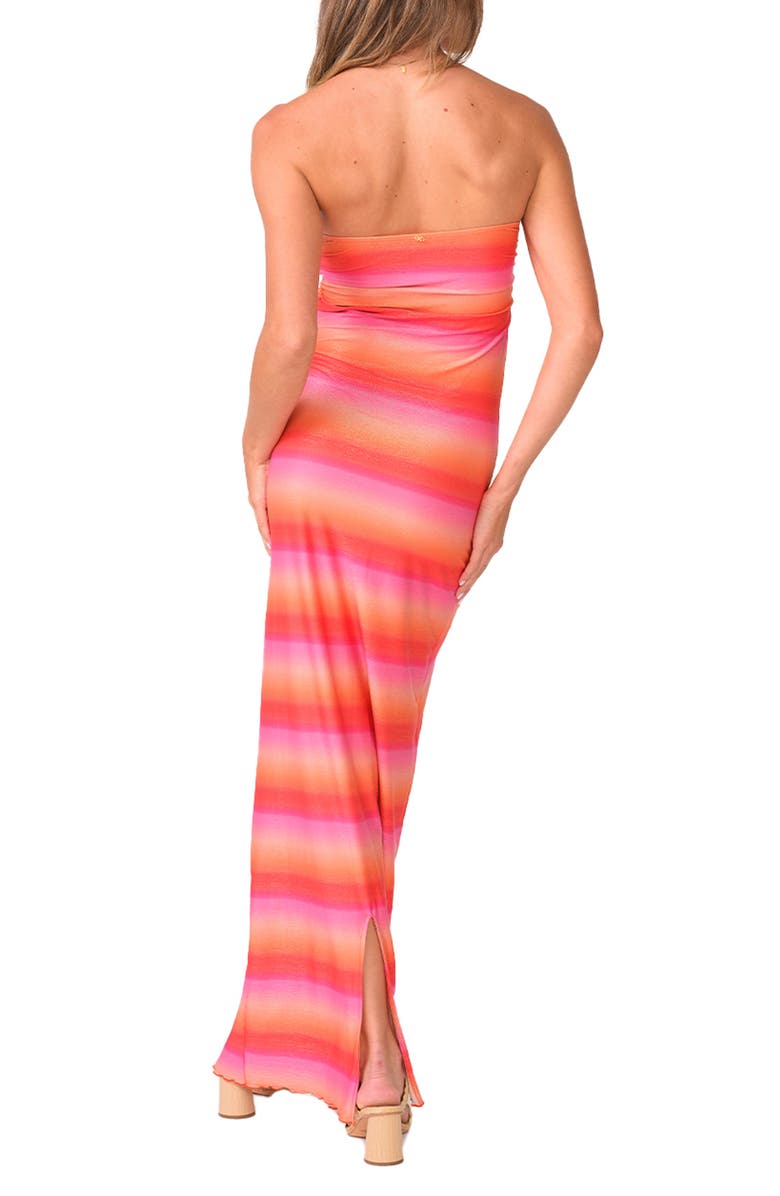PQ SWIM Sofia Stripe Tube Cover-Up Maxi Dress, Alternate, color, Sunset Glow