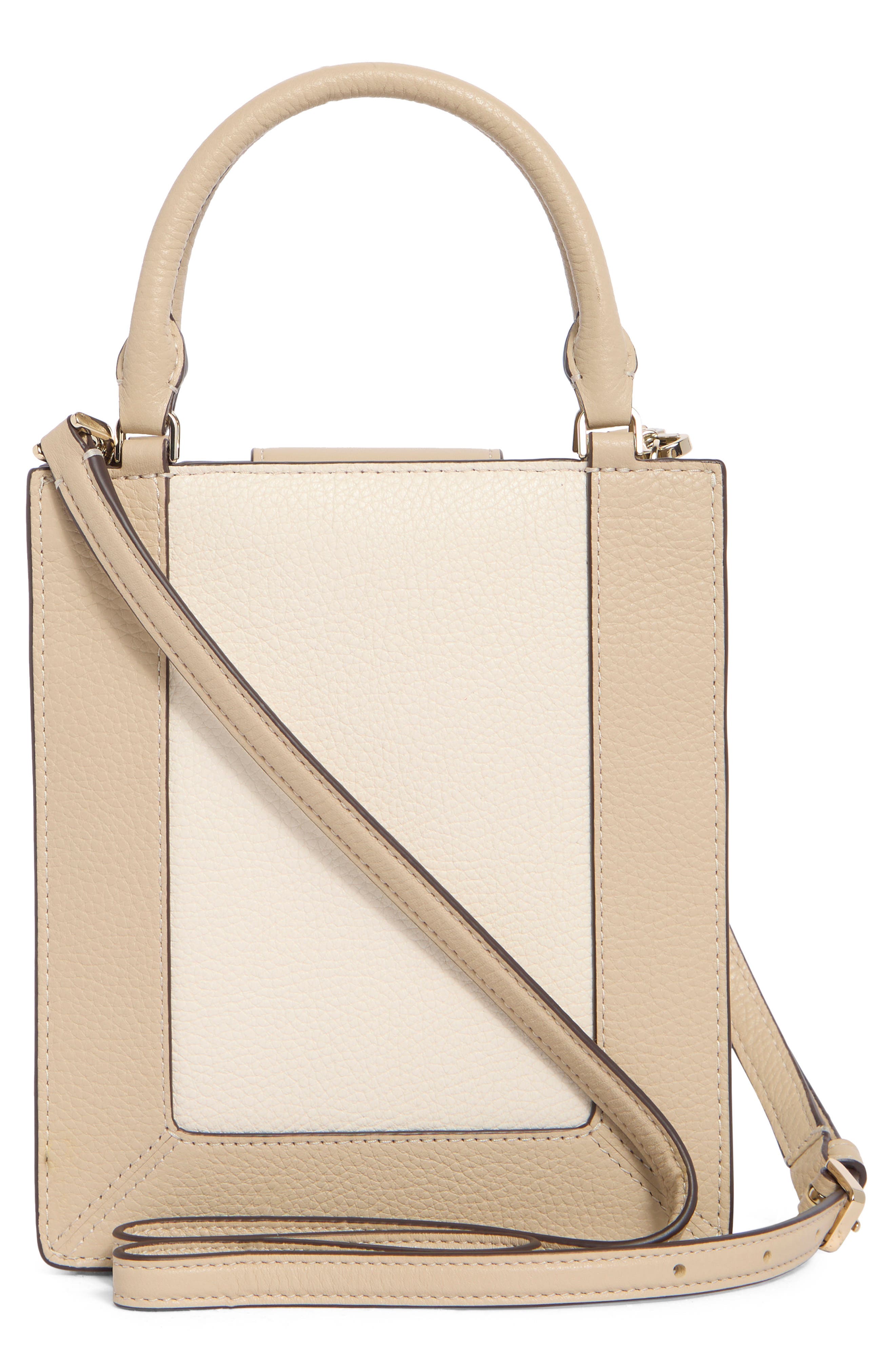 Kate Spade New York lena colorblocked pebbled leather mini tote bag, Alternate, color, Light Sand Multi