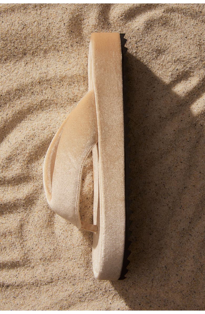 H&M Velour Flip-flops, Alternate, color, Light Beige