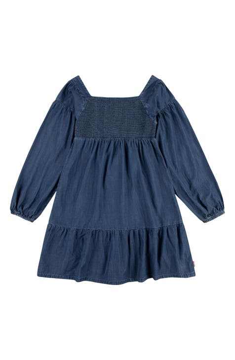 Kids' Smocked Long Sleeve Tiered Dress (Big Kid)