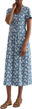 Seasalt Cornwall Seed Packet Floral Stretch Organic Cotton Midi Dress