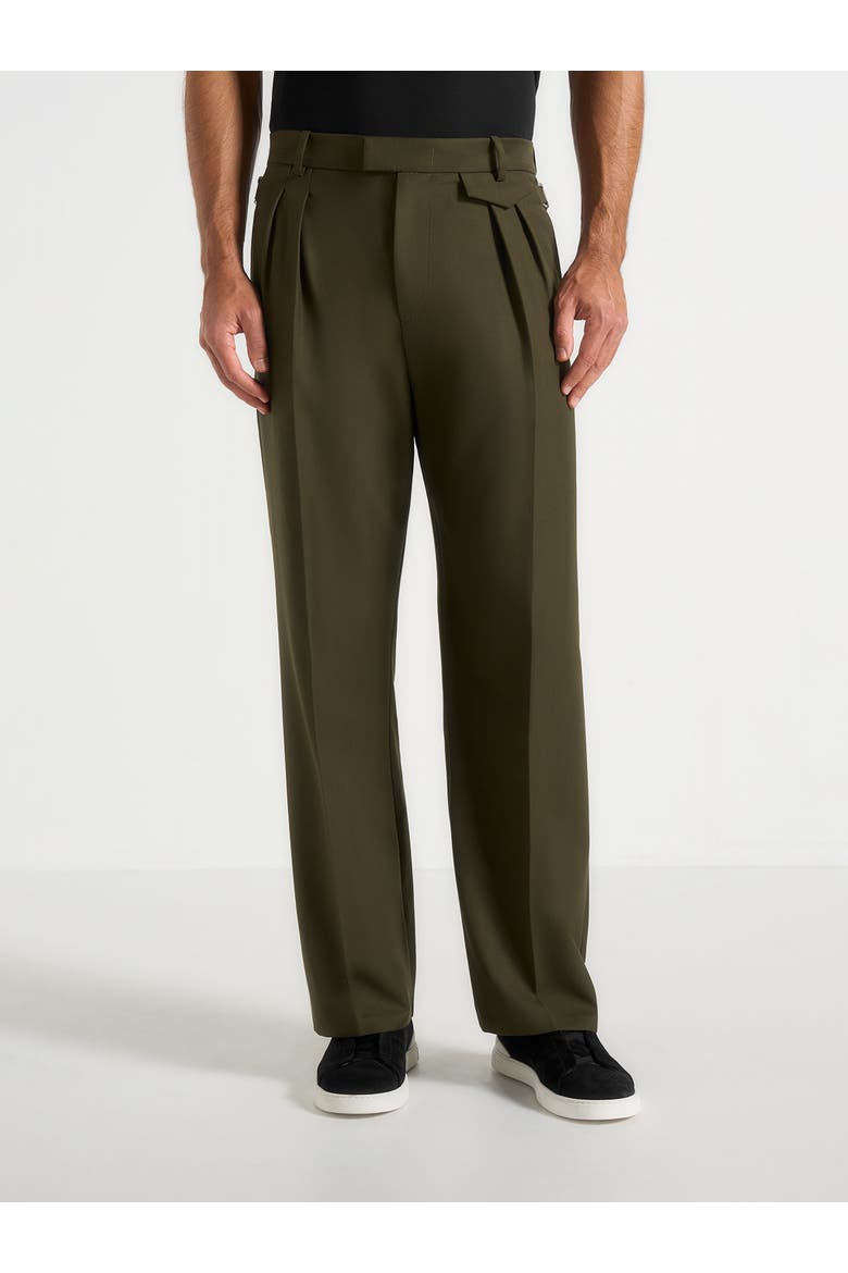 Pierre Relaxed Fit Pleated Tailored Trousers, Main, color, Olive