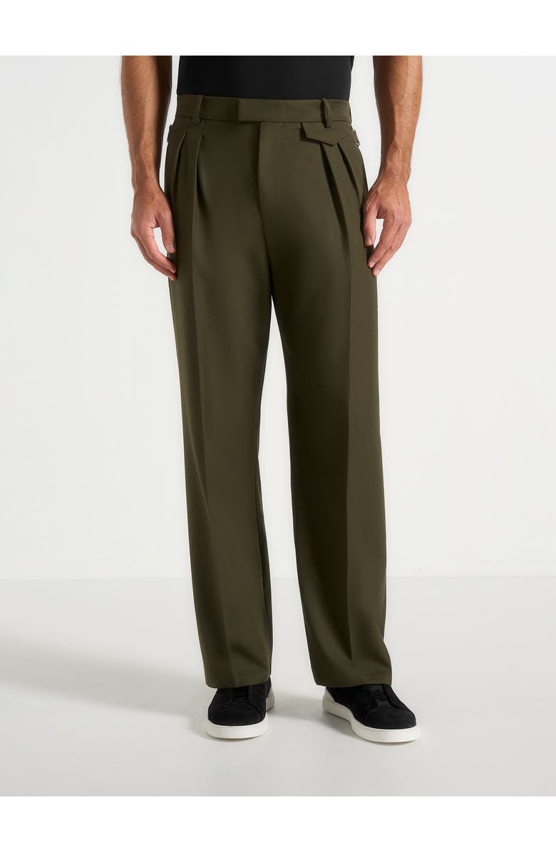 Manière De Voir Pierre Relaxed Fit Pleated Tailored Trousers, Main, color, Olive