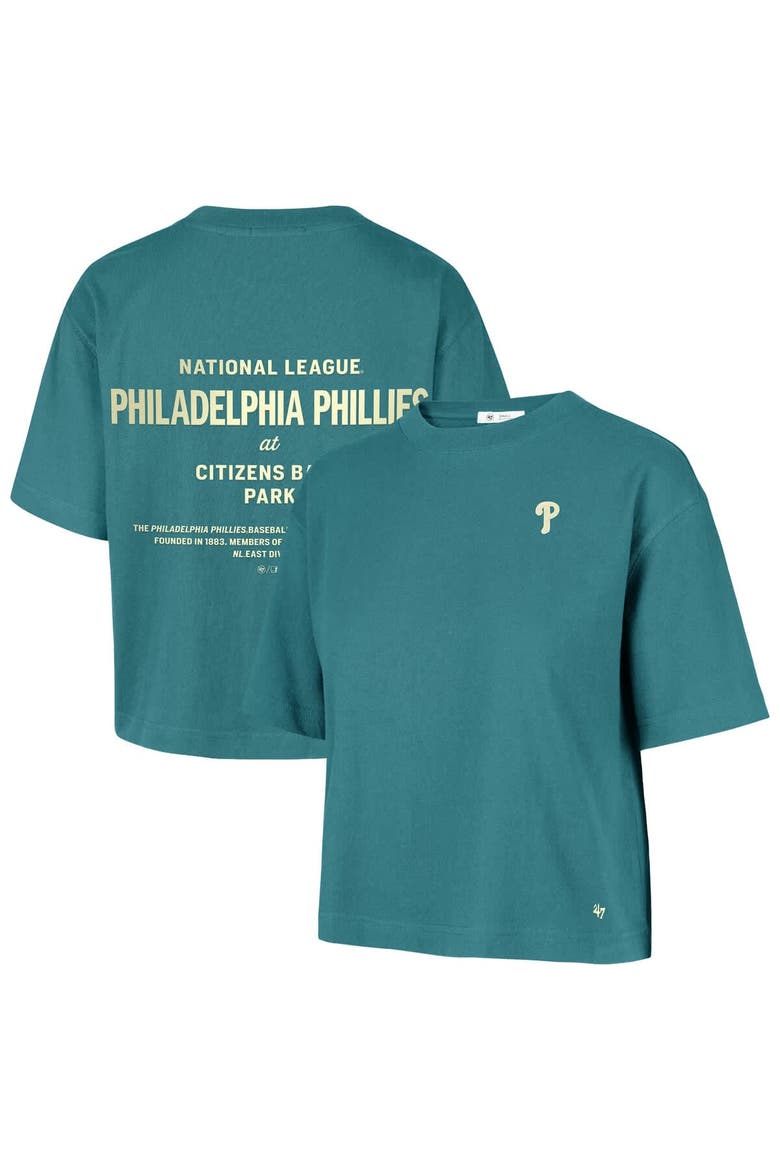 Women's '47  Teal Philadelphia Phillies Contemporary Basics Leon City T-Shirt, Main, color, Teal