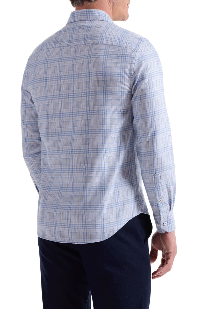 Bugatchi Axel Trim Fit Plaid Cotton Button-Up Shirt, Alternate, color, Sky