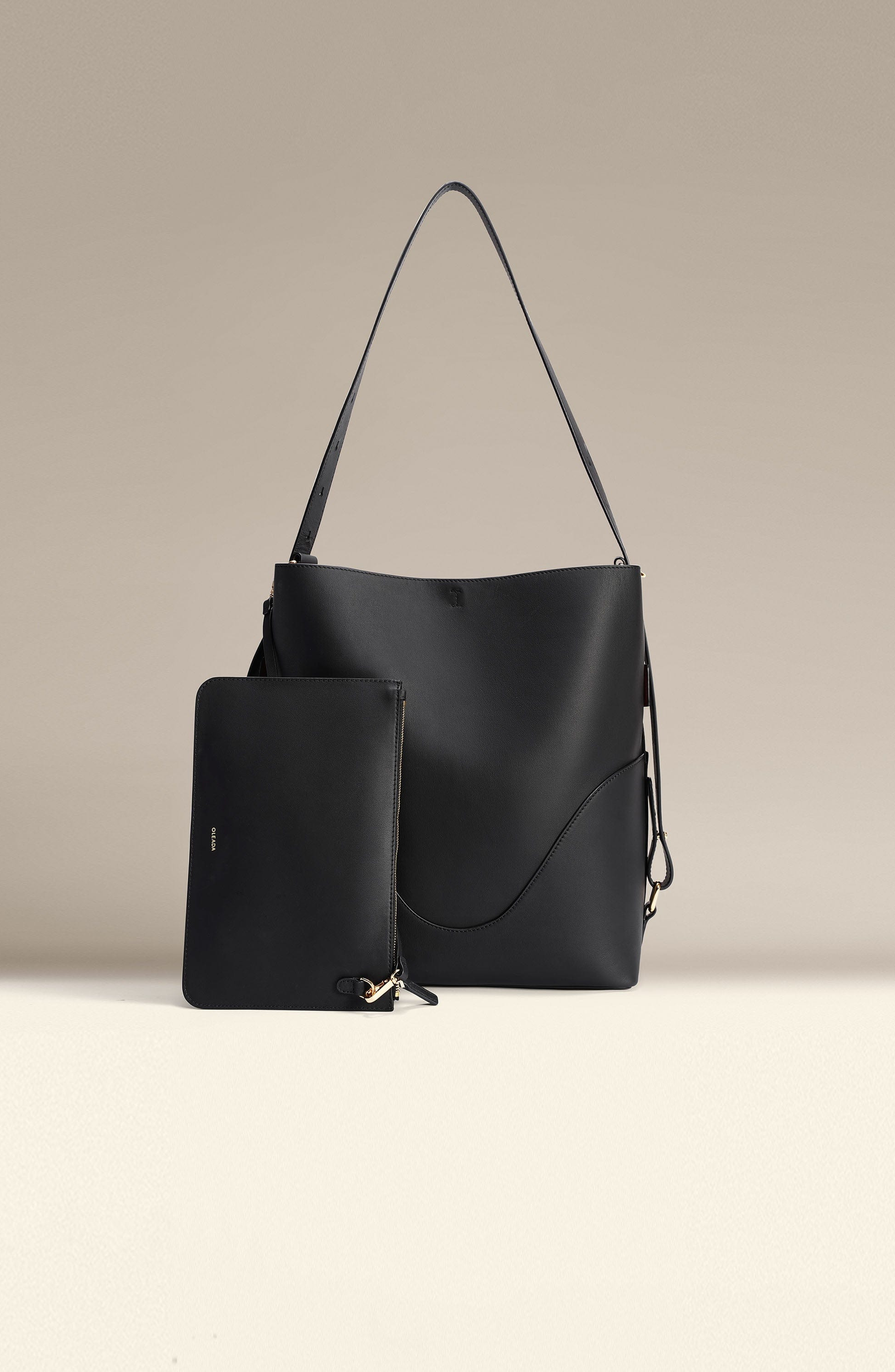OLEADA Marina Soft Bucket Bag, Alternate, color, Onyx