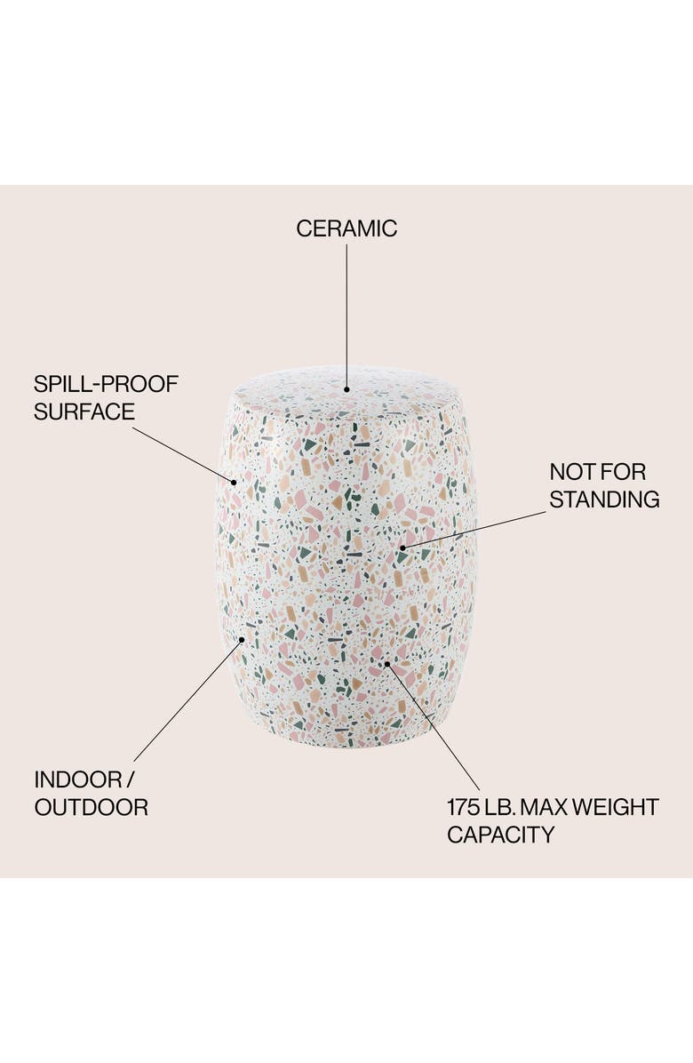 JONATHAN Y Chiara 17.5" Terrazzo Ceramic Garden Stool, Alternate, color, White/Pink