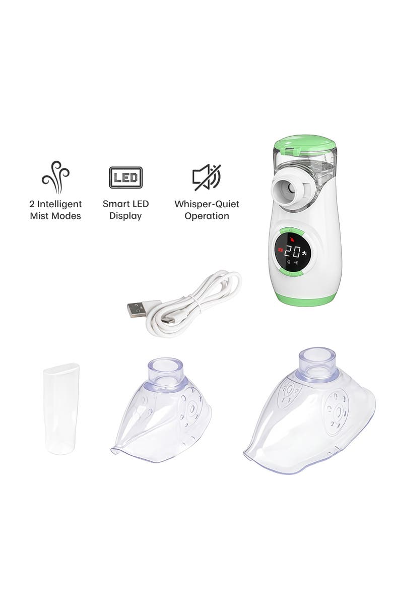 PURSONIC Portable Ultrafine Mesh Nebulizer - Battery-Powered, Quiet Operation, Self-Cleaning & Dual Mist Modes, Alternate, color, White