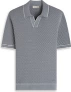 Bugatchi Johnny Collar Basket Stitch Cotton Blend Polo Sweater
