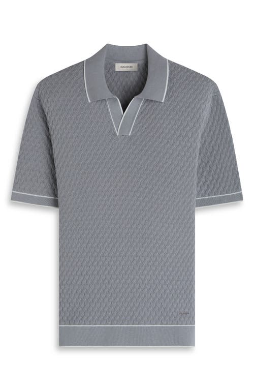 Bugatchi Johnny Collar Basket Stitch Cotton Blend Polo Sweater In Gray